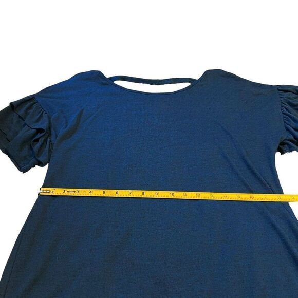 Bobbie Brooks Navy Blue Ruffle Short Sleeve Knit Top Plus Size 1X Tshirt Shirt - Picture 4 of 7